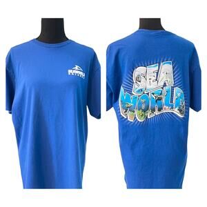 Vintage SEA WORLD Orlando Short Sleeve T-Shirt ORCA L Crew Neck Blue Mens Womens